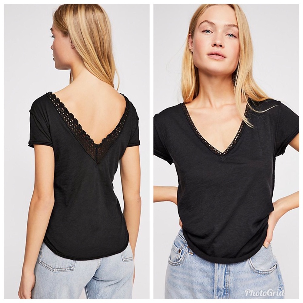 Cotton Blend Black We The Free Sweetie Tee.